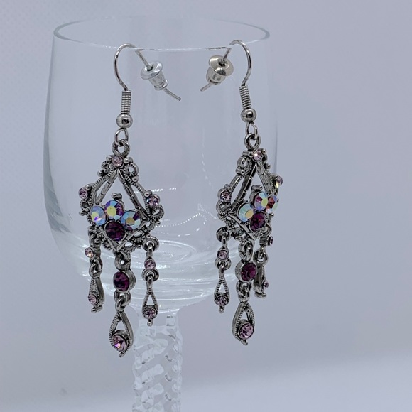 Chandelier Aurora Borealis Dangle Earrings - Picture 2 of 4